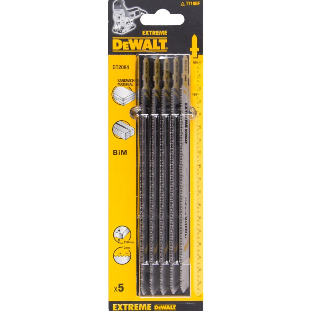 DeWALT DT2084-QZ BiM Jigsaw Blade Extreme — 2mm Tooth Pitch — Sandwich Material (5pc)