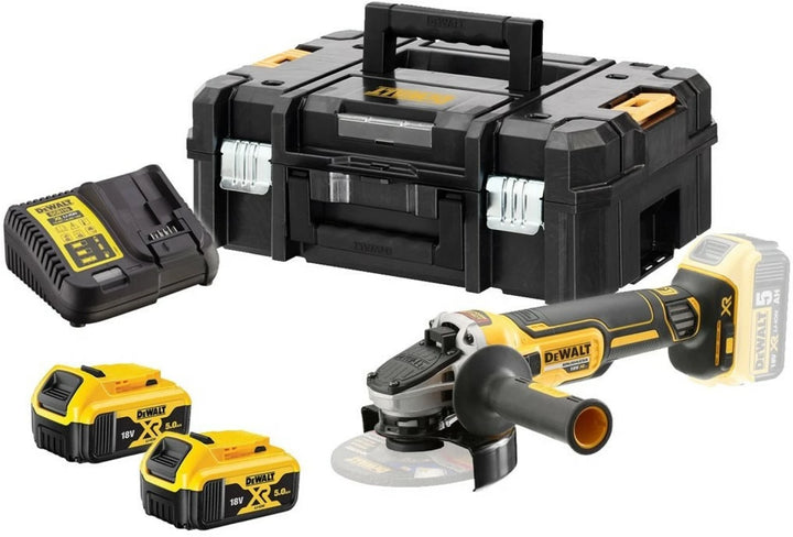DeWALT DCG405P2-QW 18V Li-ion XR Cordless Angle Grinder Kit (2x 5.0Ah) in TSTAK — 125mm — Brushless